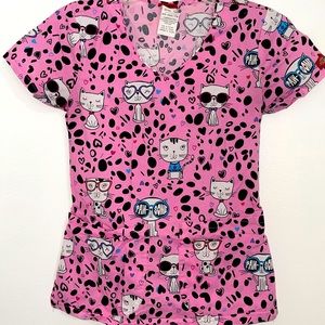 Cool Cat Scrub Top, XS